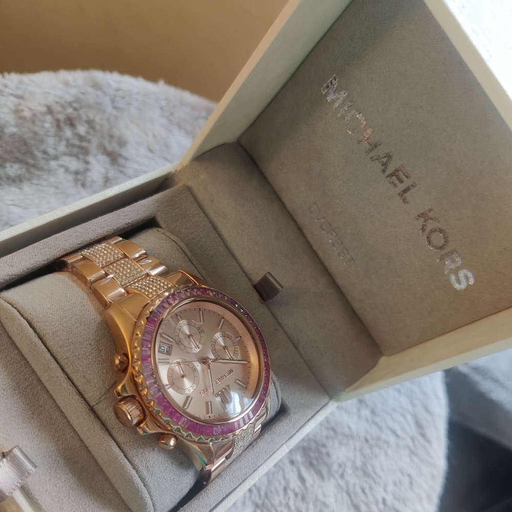 Michael Kors Everest Women's Rose Gold Purple -Stainless Chronograph Watch MK721
